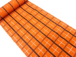 アンティーク　格子模様織出し八寸帯地反物